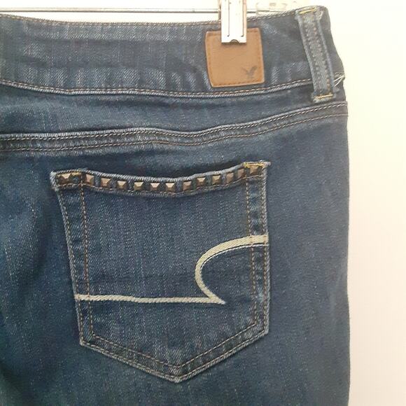 American Eagle Womens Jeans Sz 12 Reg Artist Stretch Low Rise Distressed Cropped - Picture 8 of 12